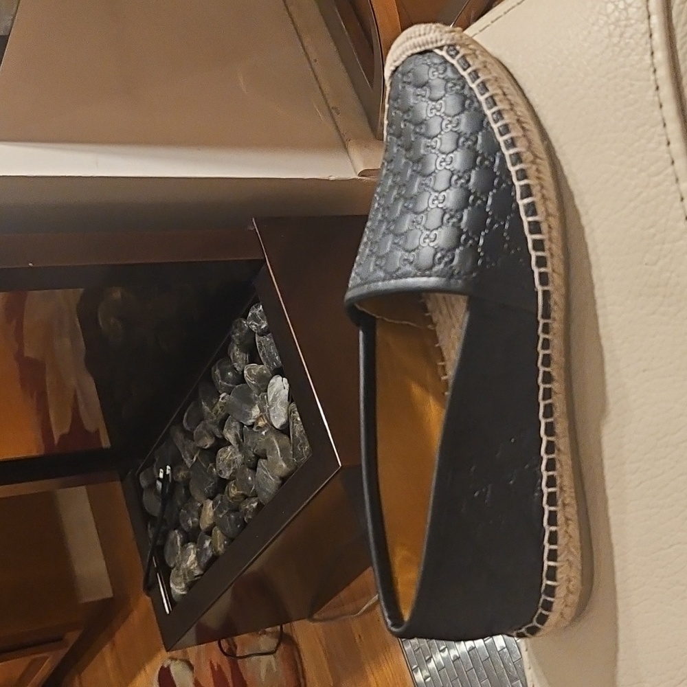 Gucci Black and Cream Espadrilles with Woven Upper